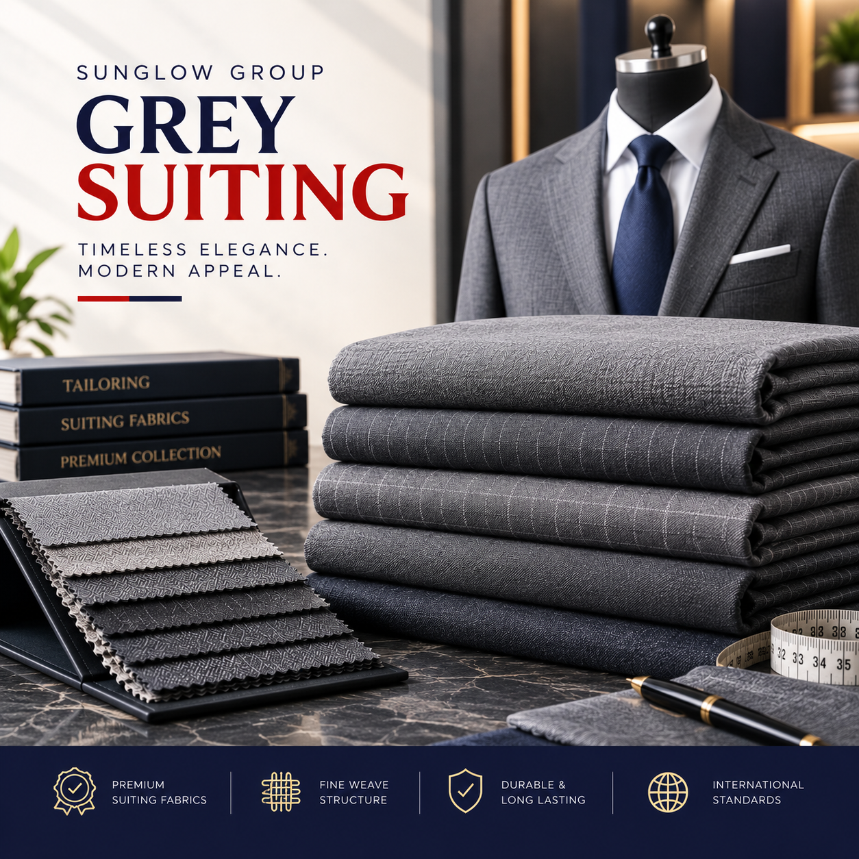 Sunglow Group Grey Suiting Fabrics